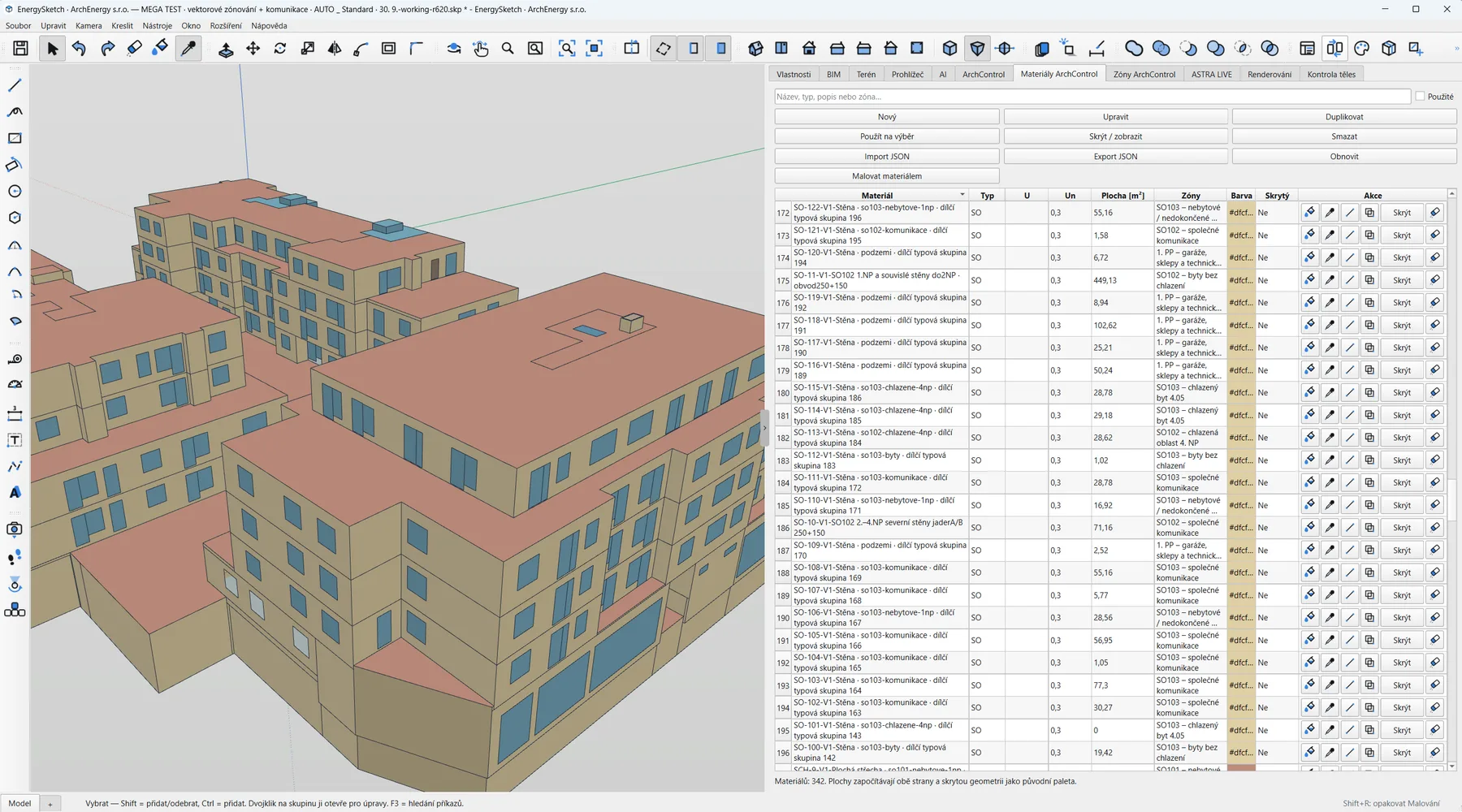 Model kreslíš sám — obrazovka aplikace energysketch