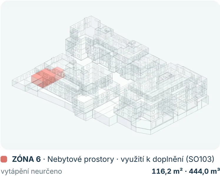 Zóna 6 · Nevytápěné prostory